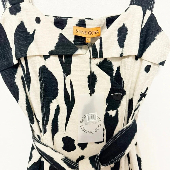 NWT $460 Stine Goya Gina Abstract Structured Cotton Dress - Wrap Tie-Waist Dress - Picture 6 of 9